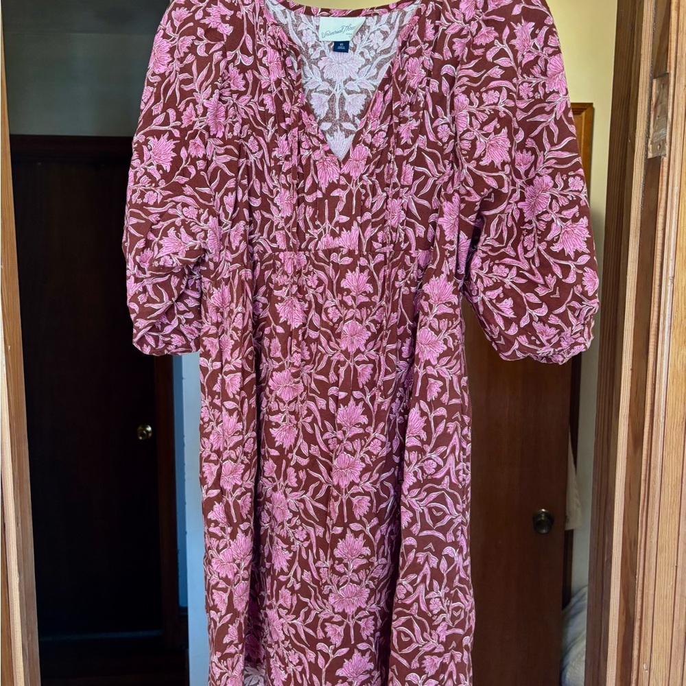 Universal Thread Pink and Brown Floral Long Sleeve Dress